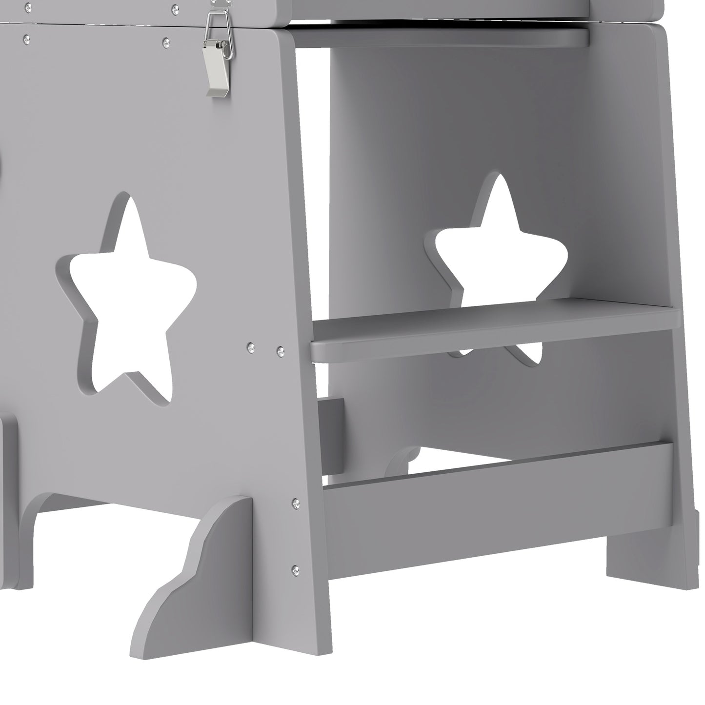 2-in-1 Toddler Step Stool with Safety Rail for Kitchen, Grey