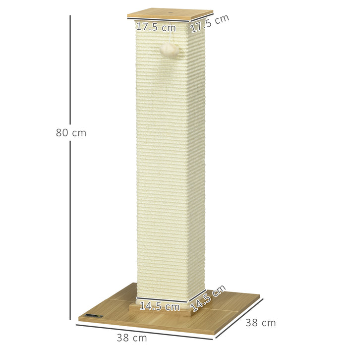 80 cm Scratching Post Cat Tree with Play Ball, Scratching Post Made of Sisal Rope