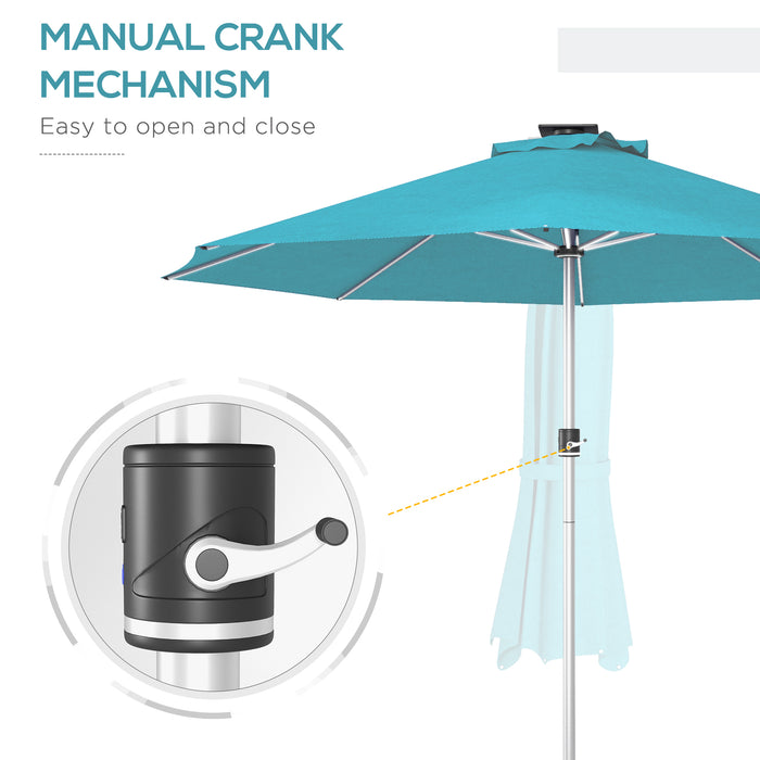 LED Patio Umbrella, Lighted Deck Umbrella with 4 Lighting Modes, Solar & USB Charging, Blue