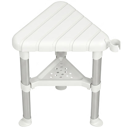 Shower Stool with Storage Shelf and HDPE Seat, White