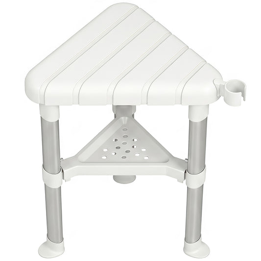 Shower Stool with Storage Shelf and HDPE Seat, White
