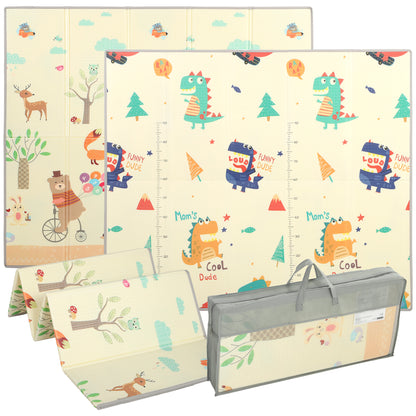 1.8m x 1.5m Reversible Folding Baby Play Mat with Storage Bag - Animals & Forest