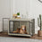 Dog Crate Furniture on Wheels, Dog Cage End Side Table with Lockable Double Doors, for Large Dogs, 100 x 60 x 73.5cm, Grey