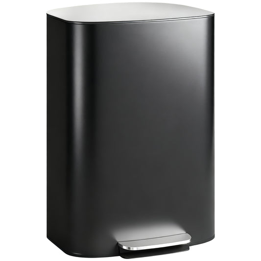 Pedal Bin with Soft-Close Lid, 50L Kitchen Bin with Carry Handle Black