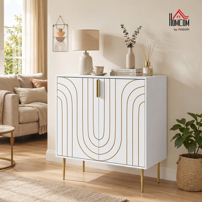 Modern Kitchen Cupboard with 2 Doors and Adjustable Shelf, White