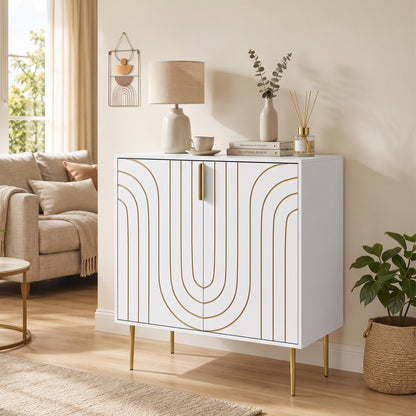Modern Kitchen Cupboard with 2 Doors and Adjustable Shelf, White