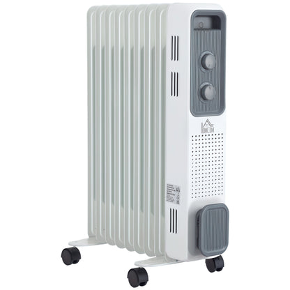 Oil Filled Radiator Portable Heater W/ 9 Fin, 3 Heat Settings White