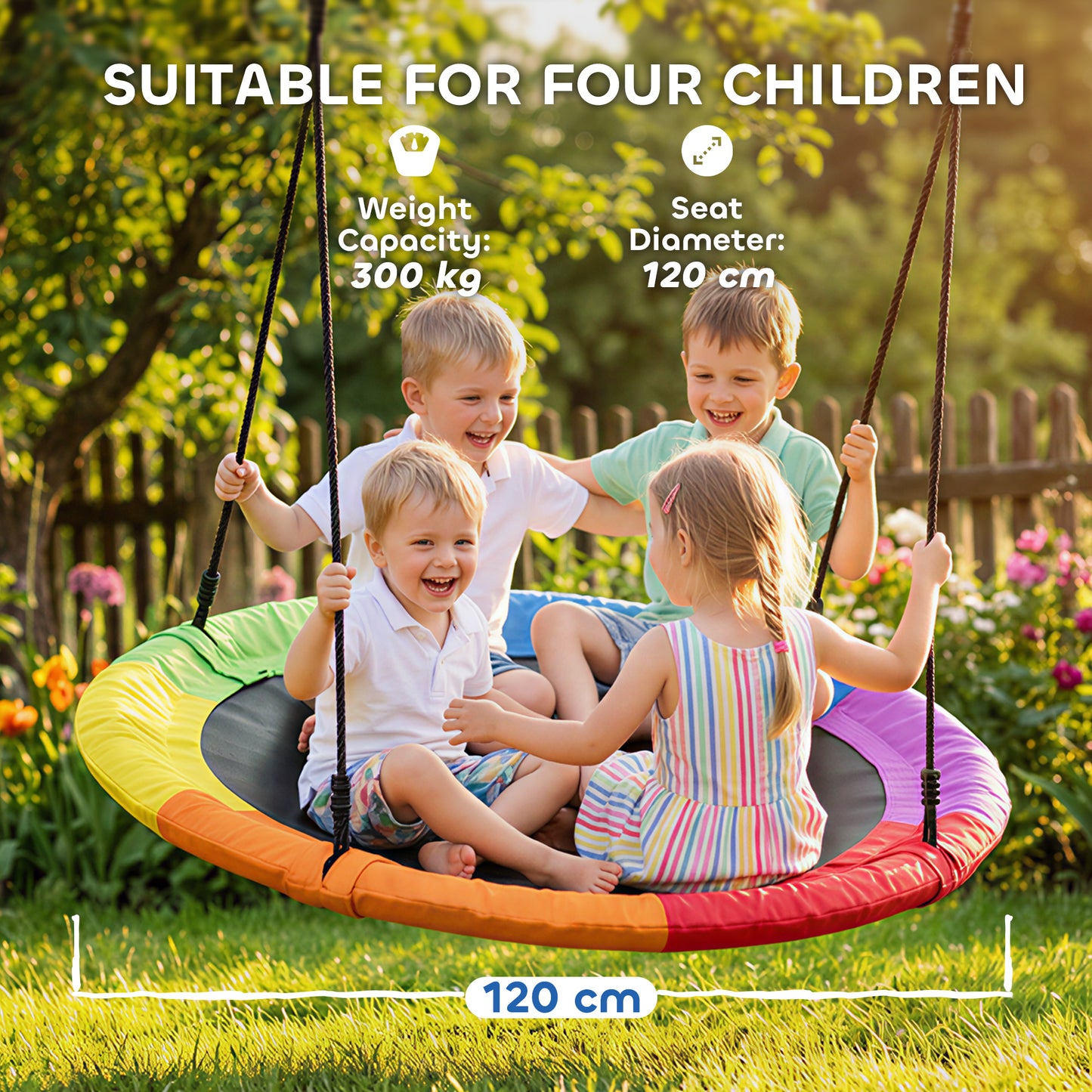 Nest Swing Heavy Duty 300kg Waterproof 120 cm Rainbow