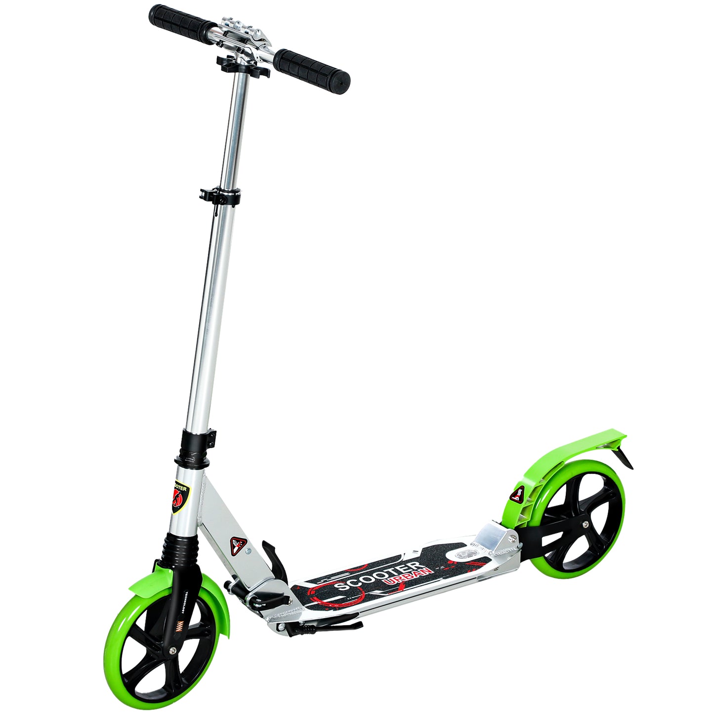 Folding Kick Scooter with Big Wheels for 14+ Teens Adult, Green