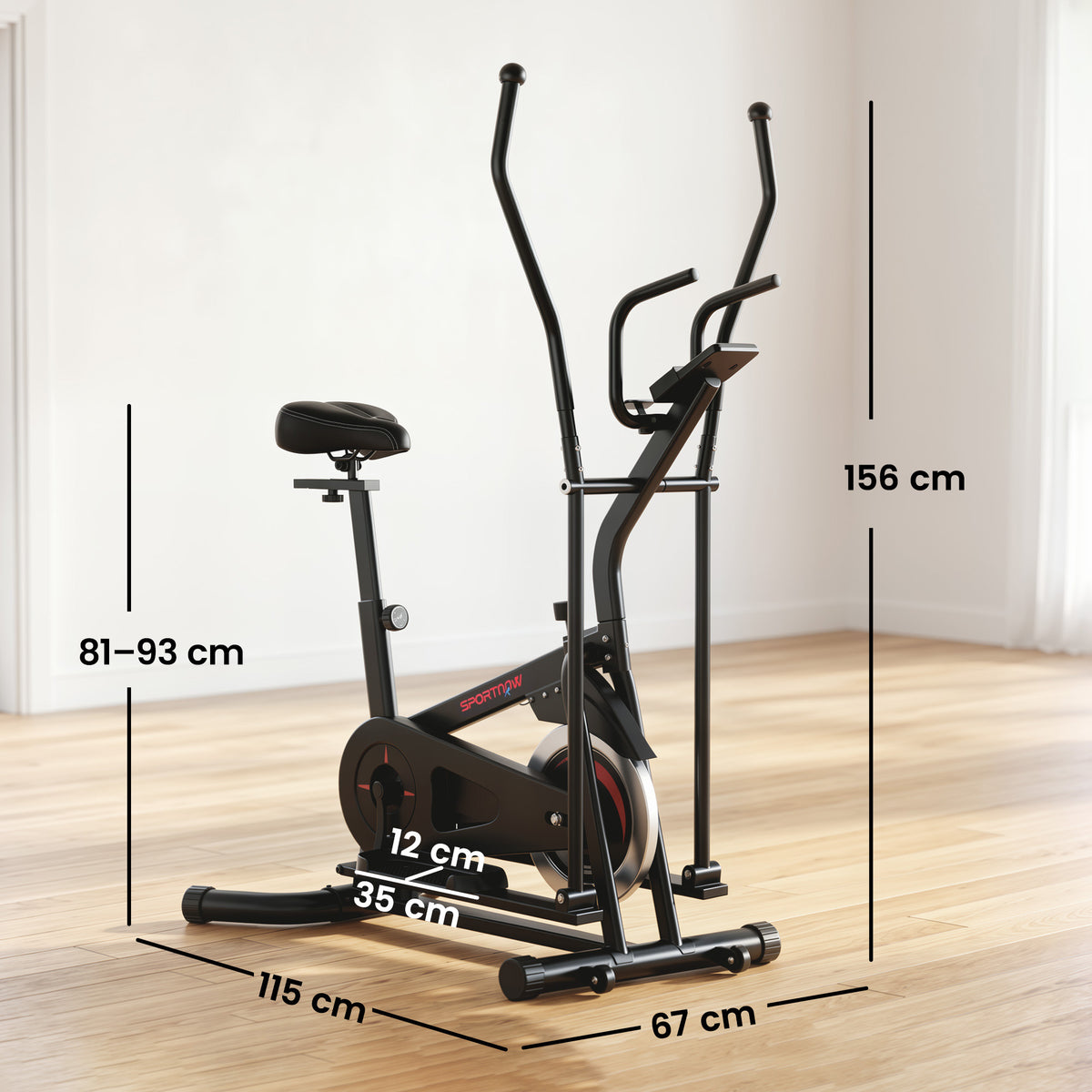 2-in-1 Cross Trainer and Exercise Bike with 6kg Flywheel and App Connectivity - Black