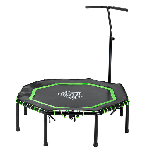 48" Octagonal Mini Fitness Rebounder Trampoline Indoor Outdoor Foldable Mini Jumper with Adjustable Handle, Green