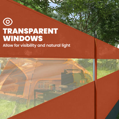 Camping Windbreaks with Clear Windows, 725 x 140cm, Orange