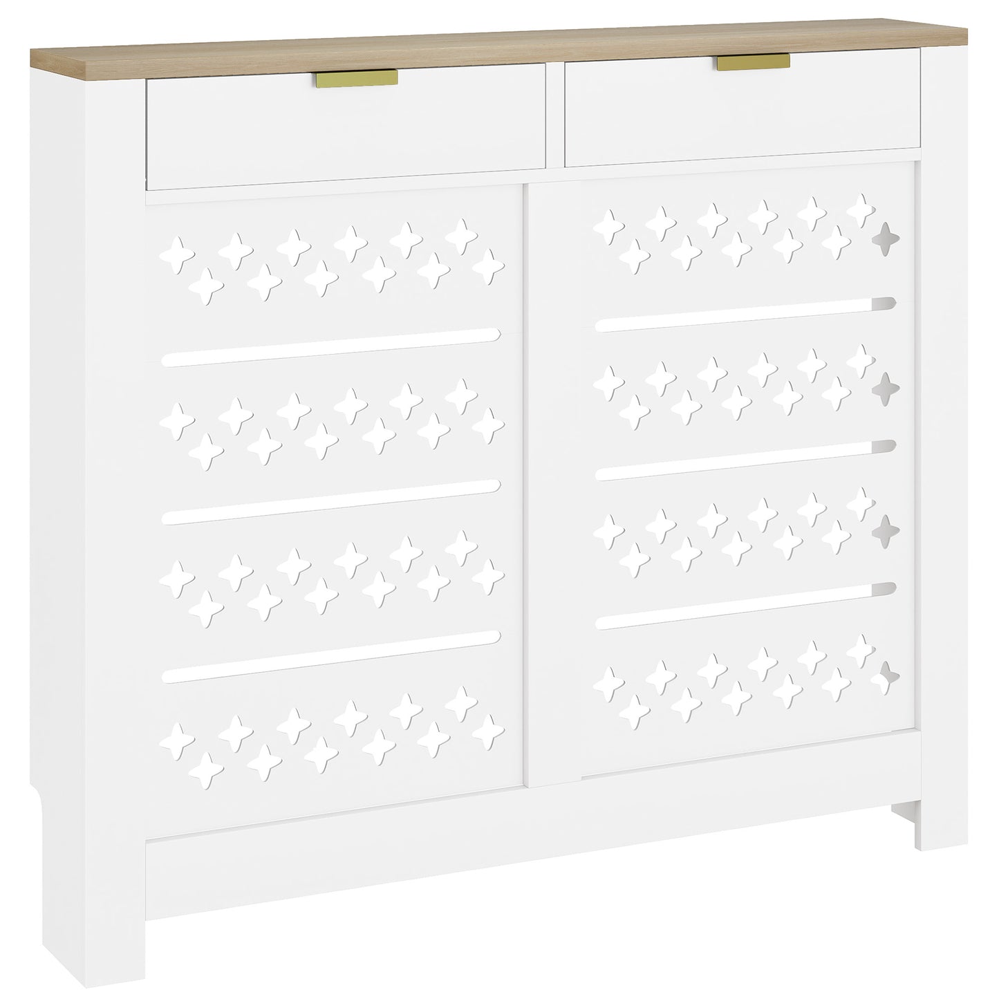 Heater Cover with Flip Drawer and Top Shelf 108 x 19 x 95.5 cm White
