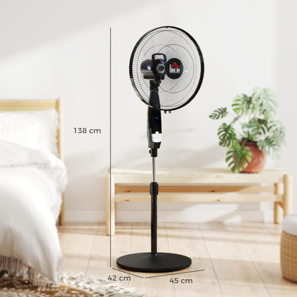 16" Oscillation Cooling Fan with Remote Adjustable Height Black