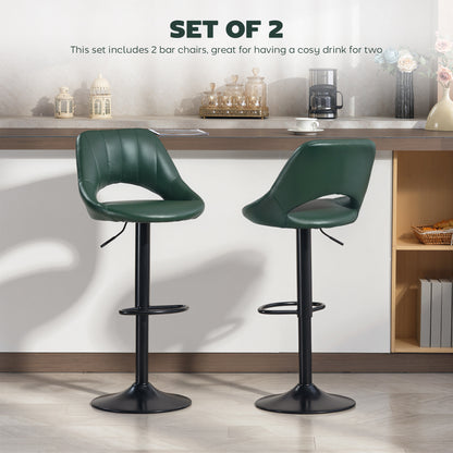 Barstools Set of 2, Dining Stools with Backrest and Footrest