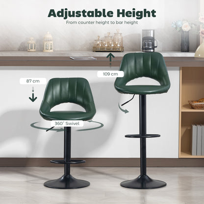 Barstools Set of 2, Dining Stools with Backrest and Footrest