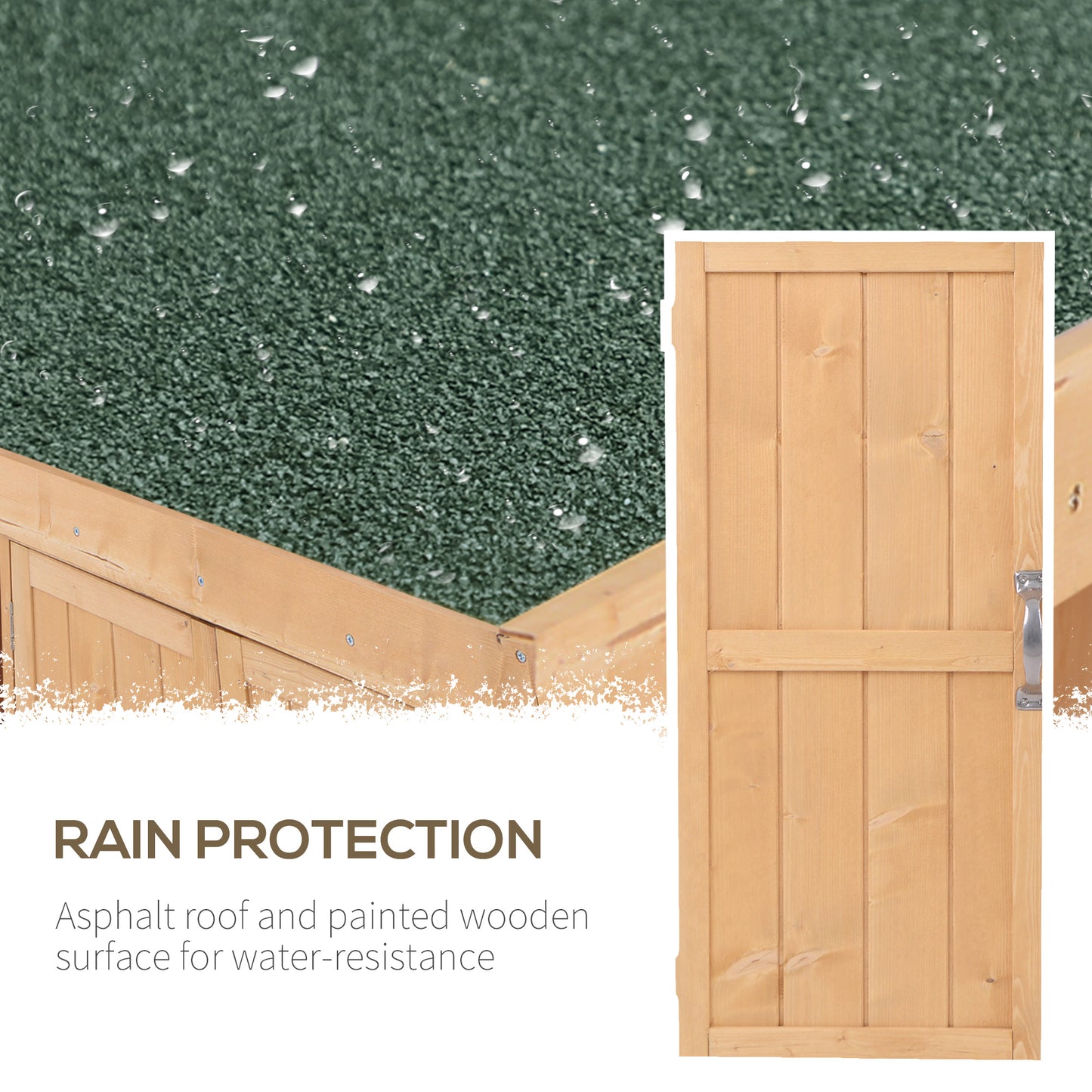 Wooden Garden Storage Shed with Hinged Roof and Shelves, Outdoor Storage Cabinet Chest, Double Doors