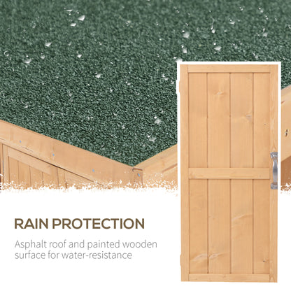 Wooden Garden Storage Shed with Hinged Roof and Shelves, Outdoor Storage Cabinet Chest, Double Doors