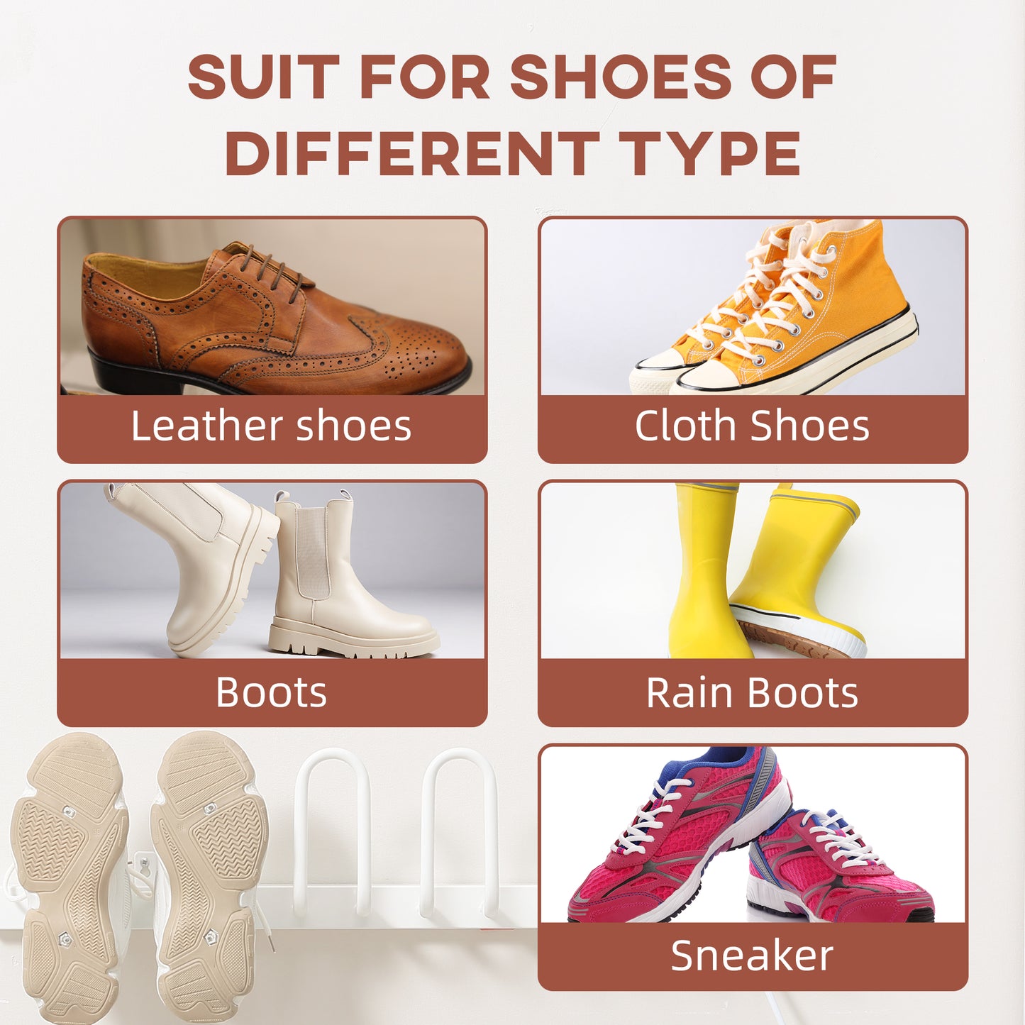 Wall Mounted Electric Shoe Dryer Shoe Warmers for Boots 3 Pairs White