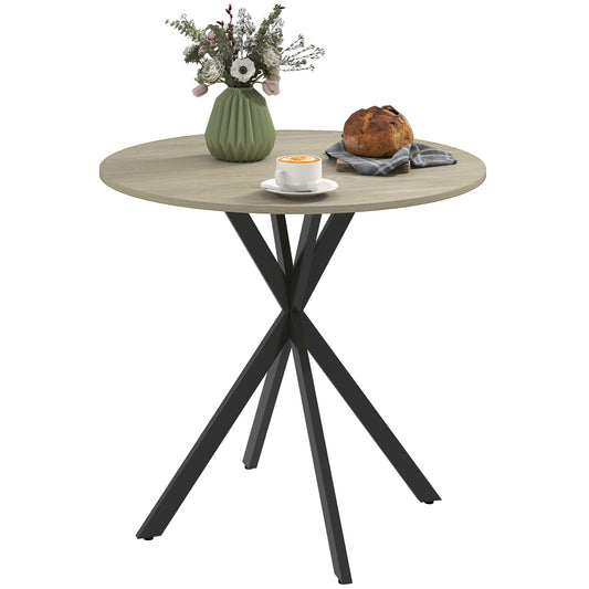 80cm Round Dining Table, Industrial Kitchen Table with Steel Legs