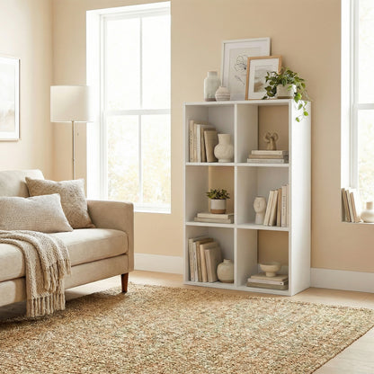 Industrial Storage Shelf, Bookcase, Bookshelf, White Wood Effect