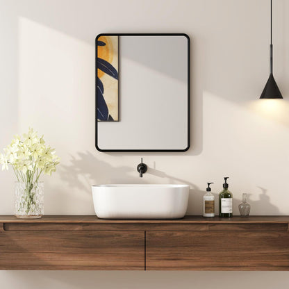 Rectangular Mirror with Metal Frame, Decorative Wall Mirror, Black
