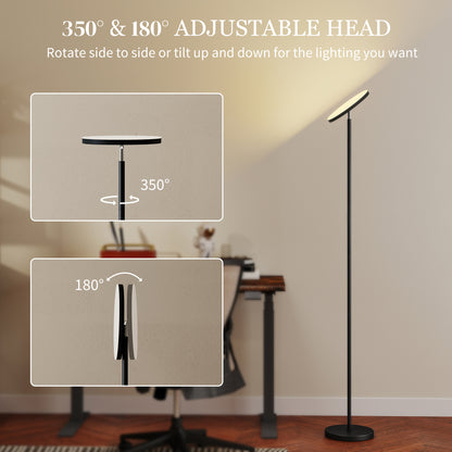 RGB Floor Lamp with Rotatable Head, Modern Standing Lamp, Black