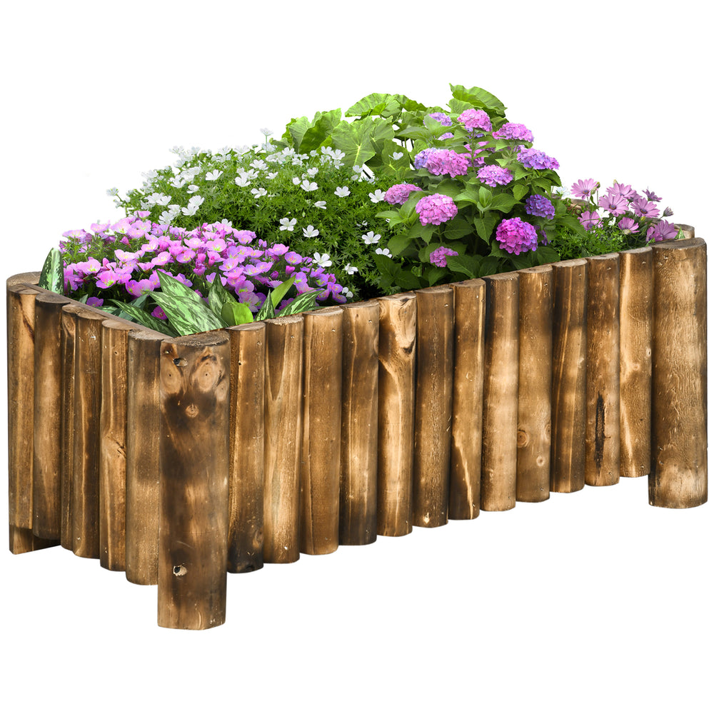 Raised Flower Bed Wooden Rectangualr Planter Container Box Herb Pot 78L x 35W x 30H (cm)