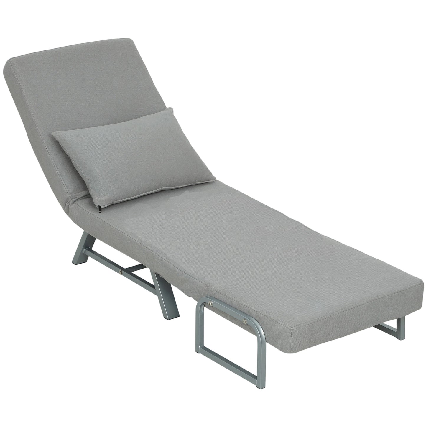 Single Sofa Bed, 3-in-1 Convertible Folding Chair Bed, Light Grey