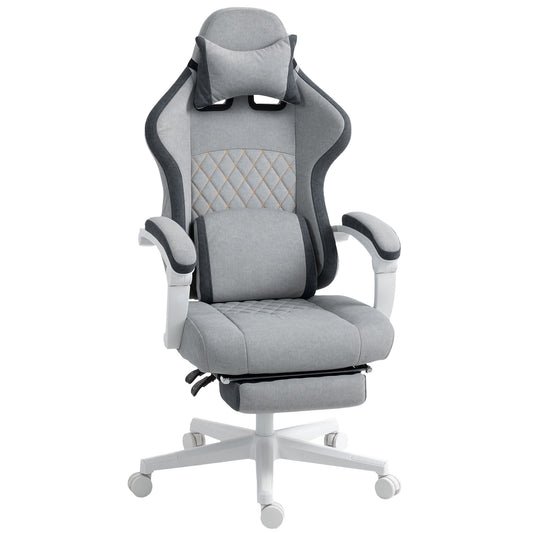 Printed Velvet Computer Recliner Chair with Adjustable Height, Grey