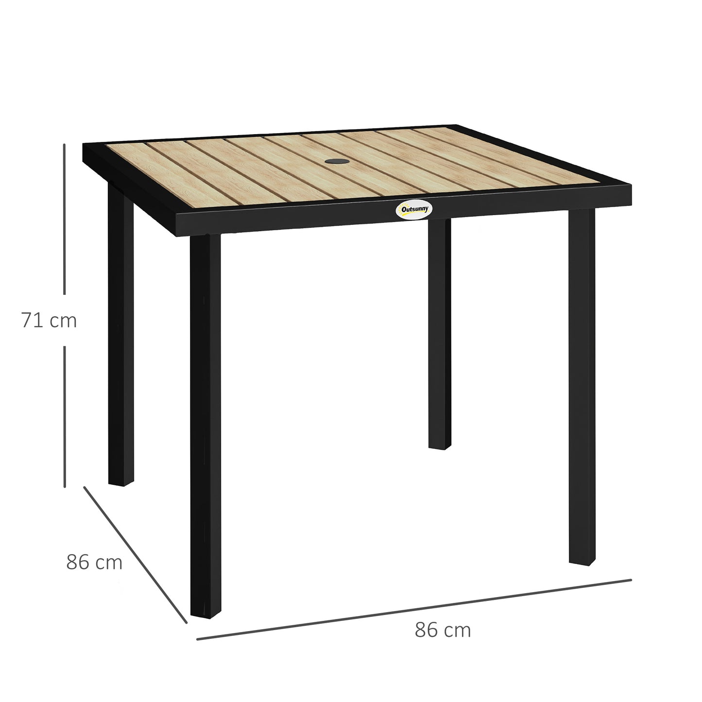 Garden Table for 4 Person with 5.4cm Parasol Hole, Brown