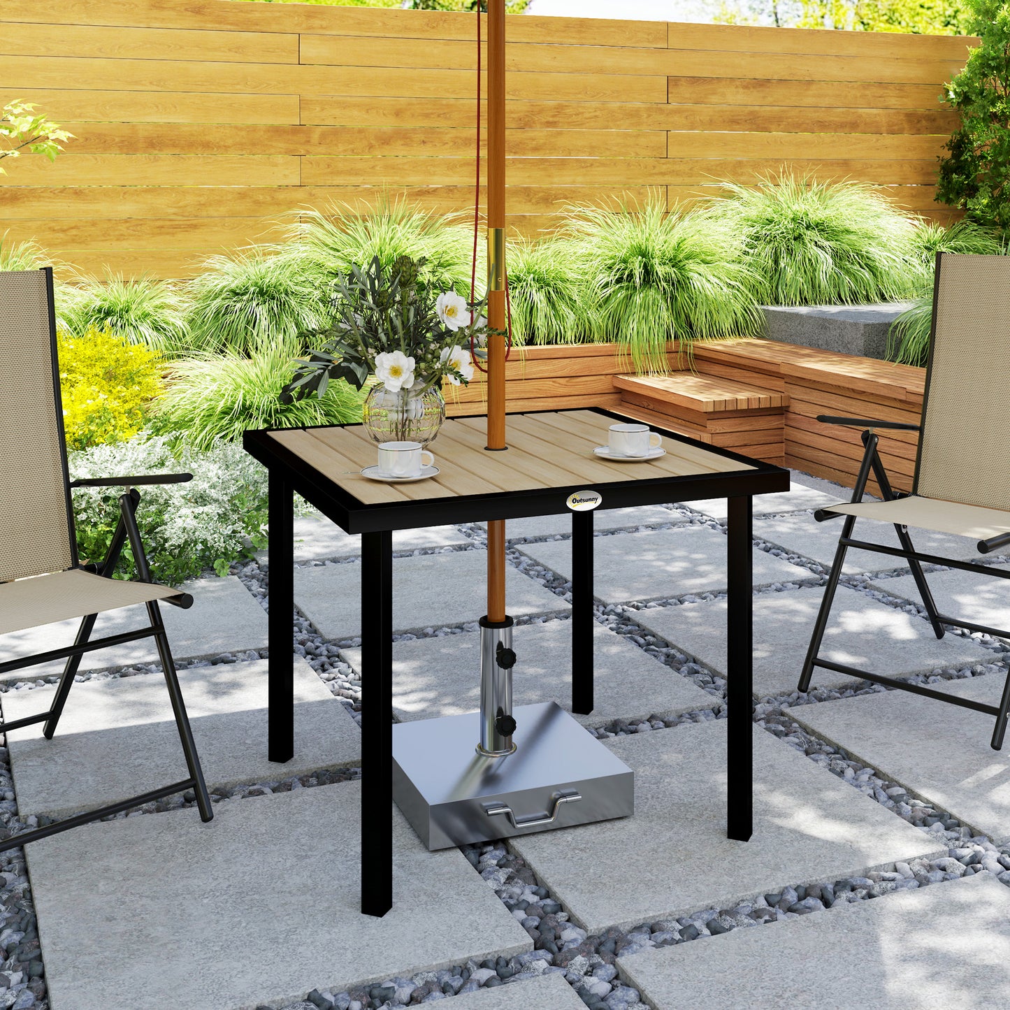 Garden Table for 4 Person with 5.4cm Parasol Hole, Brown