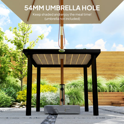 Garden Table for 4 Person with 5.4cm Parasol Hole, Brown