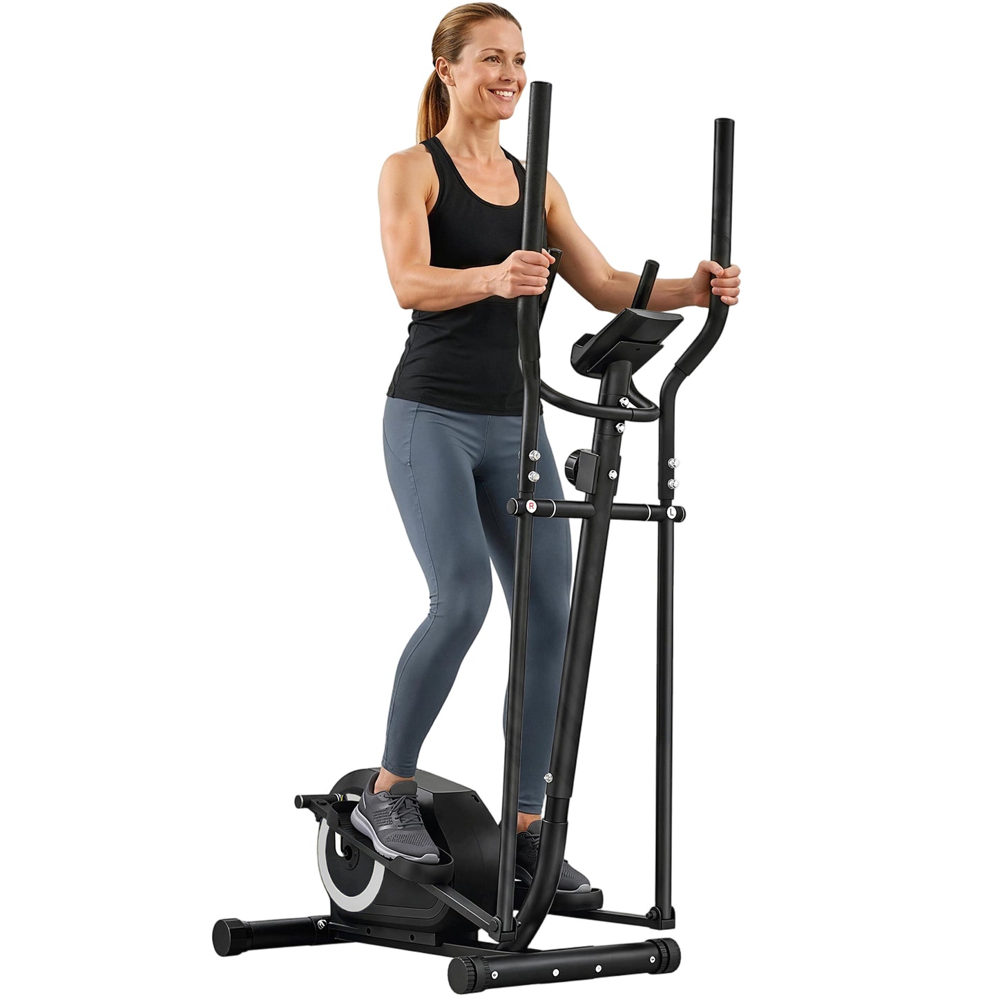 Elliptical Cross Trainer for Home, Quiet Magnetic Elliptical Machine with Bluetooth, App Compatible, 8-Level Adjustable Resistance, LCD Monitor & Pulse Sensor, Wheels, 120KG Load Capacity
