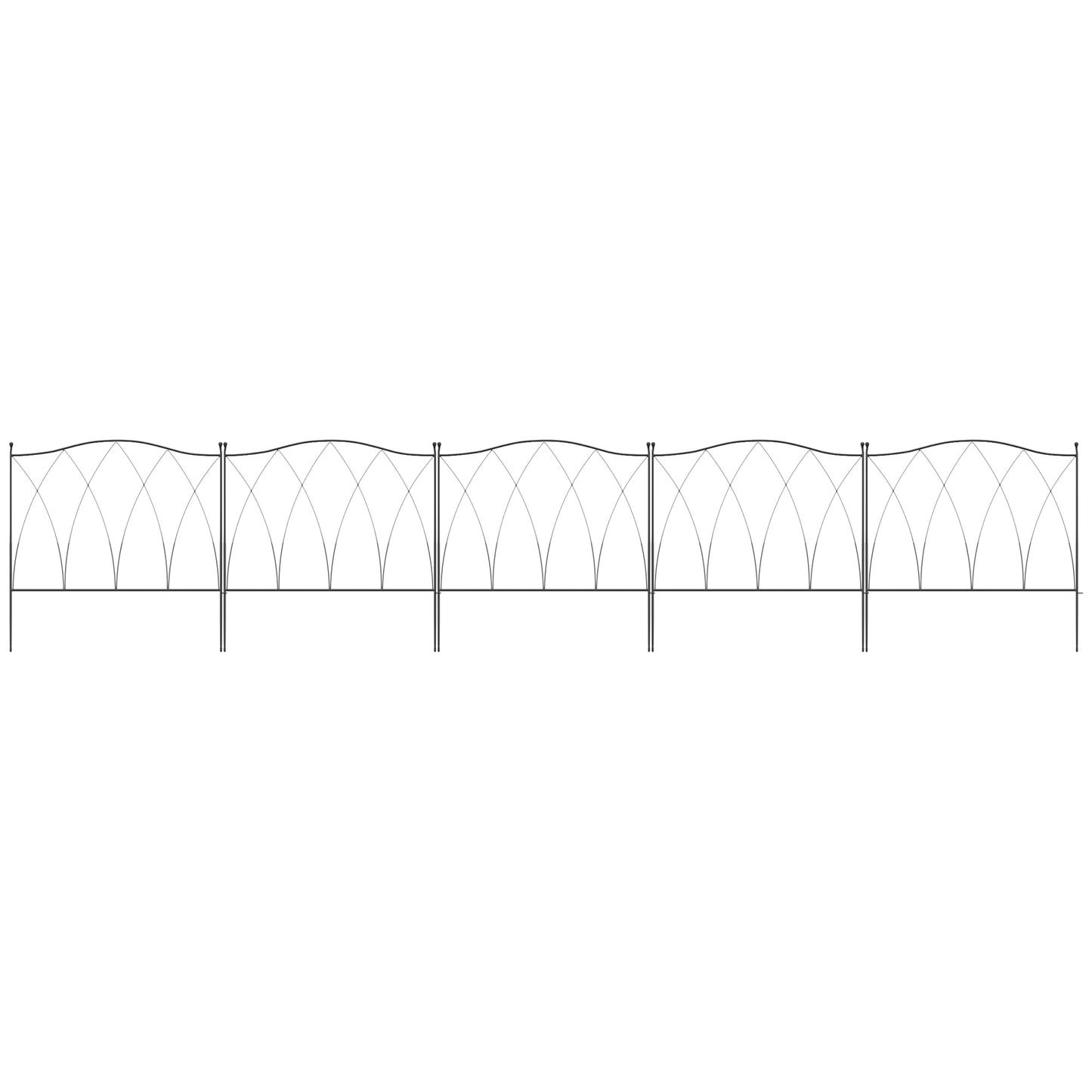 Decorative Garden Fencing, 5PCs Outdoor Picket Fence Panels, Rustproof Metal Wire Landscape Flower Bed Border Edging Animal Barrier, Black