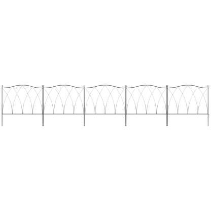Decorative Garden Fencing, 5PCs Outdoor Picket Fence Panels, Rustproof Metal Wire Landscape Flower Bed Border Edging Animal Barrier, Black