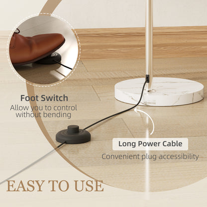 Floor Lamp for Living Room, Modern Standing Lamp with Shade & Foot Switch, Minimalist Tall Pole Lampshade for Bedroom, Office, White