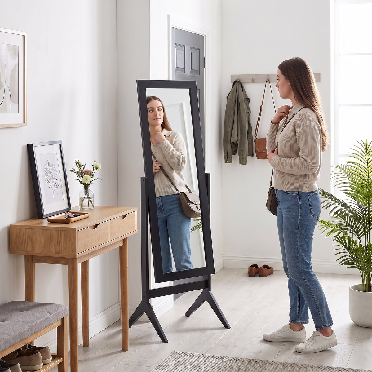 Adjustable Angle Full Length Mirror, Black