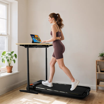 Folding Treadmill Under Desk Walking Pad with 4% Incline, Black