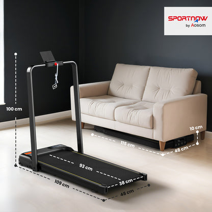 Folding Treadmill Under Desk Walking Pad with 4% Incline, Black