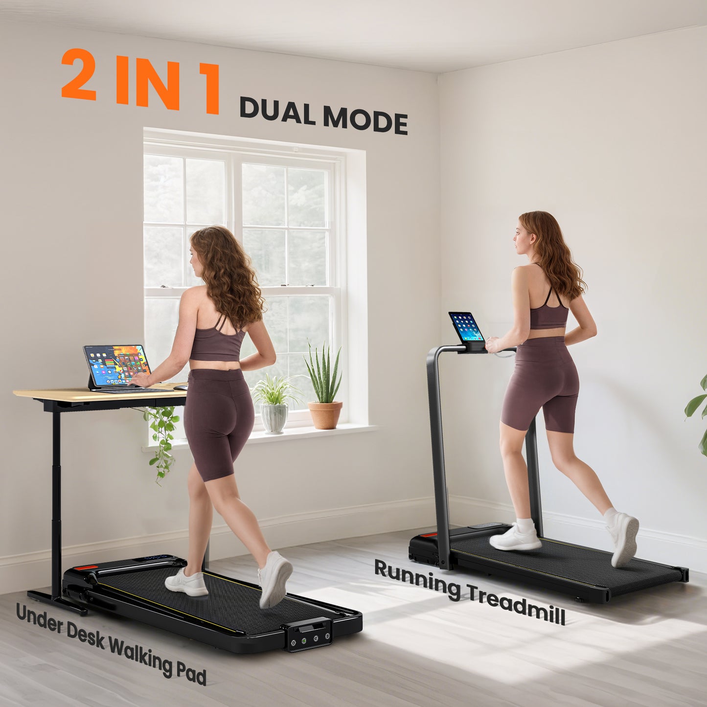 Folding Treadmill Under Desk Walking Pad with 4% Incline, Black