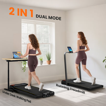 Folding Treadmill Under Desk Walking Pad with 4% Incline, Black