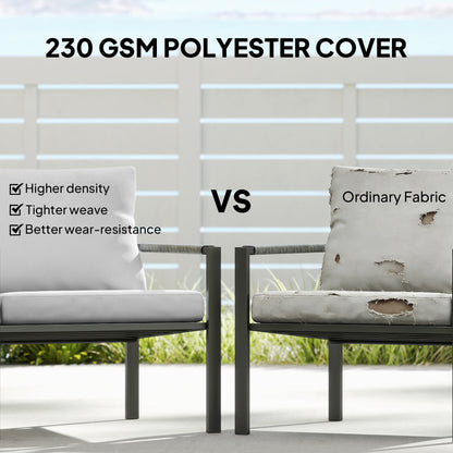 5 Piece Metal Garden Furniture Sofa Set with Cushions, Light Grey