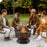 Outdoor Fire Pit with Screen Cover, Portable Wood Burning Firebowl with Poker for Patio, Backyard, Bronze