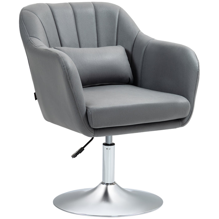 Stylish Retro Swivel Tub Chair Steel Frame Cushion Seat Dark Grey