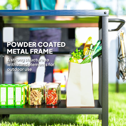 Outdoor BBQ Table with Shelf, Outdoor Kitchen, Charcoal Grey