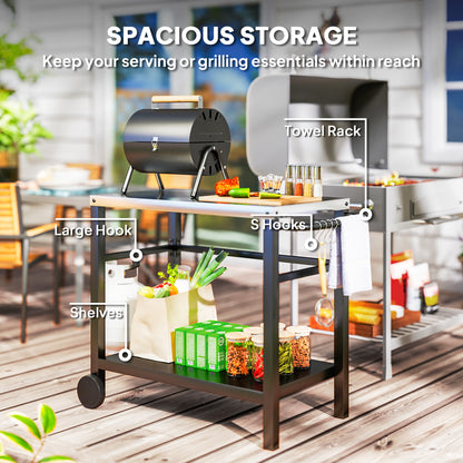 Outdoor BBQ Table with Shelf, Outdoor Kitchen, Charcoal Grey