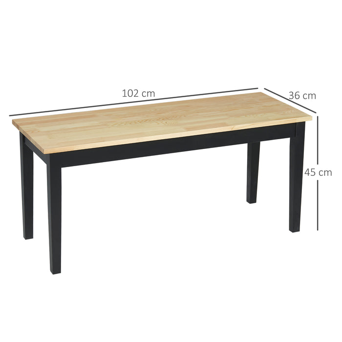 102 cm Wood Dining Bench for 2 People, Wooden Bench for Kitchen, Dining Room, Entryway, Natural Wood Effect