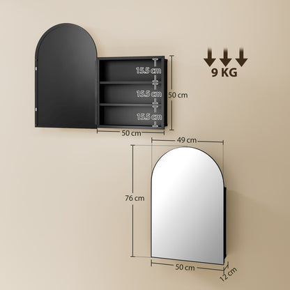 Bathroom Mirror Cabinet with Mirror Arched Wall Cabinet Black