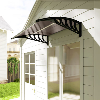 Door Canopy Outdoor Awning Rain Shelter for Window Porch, Brown